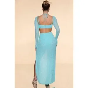 chinese dress ladies Escala Mint Ombre Embellished Racer-Neck Maxi Dress  Club L London